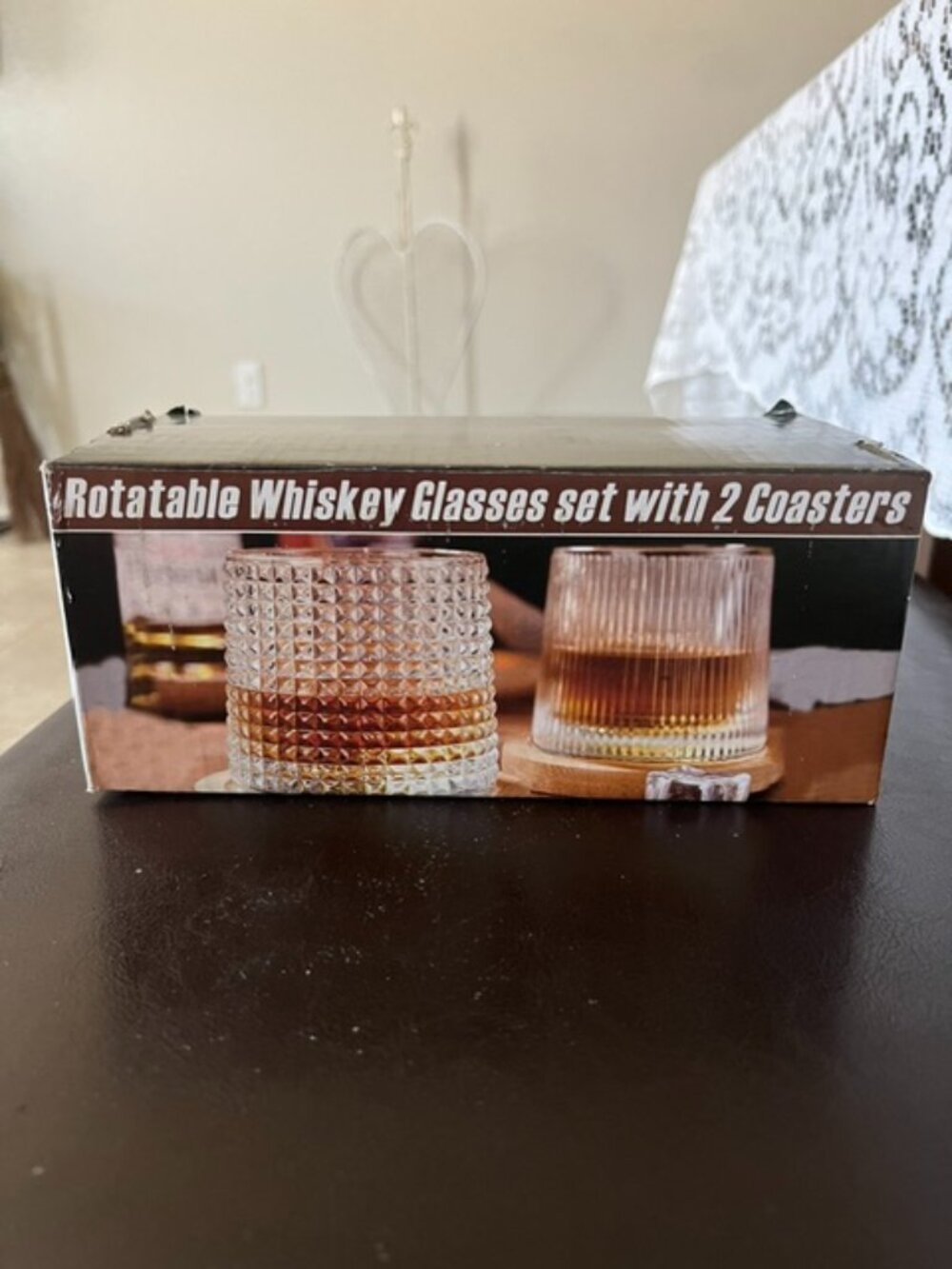 Rotatable Whiskey Glasses With Coaster